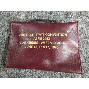 49th F.O.E. State Convention Sewing Kit Clarksburg WV Maroon Travel Case 1990